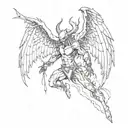 half demon half angel split down the middle tattoo design idea