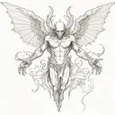 half demon half angel split down the middle tattoo design idea