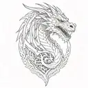 dragon,terrifying head, game of thrones style tattoo design idea