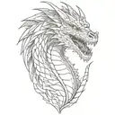 dragon,terrifying head, game of thrones style tattoo design idea