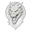 dragon,terrifying head, game of thrones style tattoo design idea