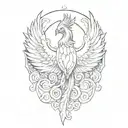 phoenix rising, japanese style, big wings, just the bird tattoo design idea