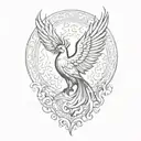 phoenix rising, japanese style, big wings, just the bird tattoo design idea