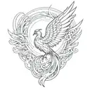 phoenix rising, japanese style, big wings, just the bird tattoo design idea