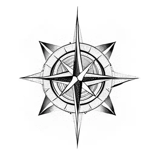 A sleeve design featuring a compass rose intertwined with a carpenter's ruler and pencil tattoo design idea