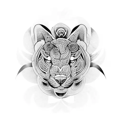 maori henna tiger rose tattoo design idea