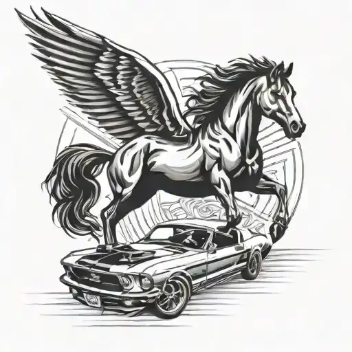 classic mustang car, Van Halen, Garage Work  tattoo design idea