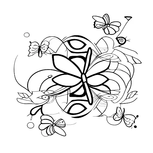 Combine two minimal butterflies with this word "seventhheaven" tattoo design idea