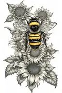 bumblebee with honecomb and sunflowers  tattoo design idea