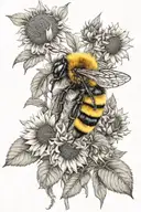 bumblebee with honecomb and sunflowers  tattoo design idea