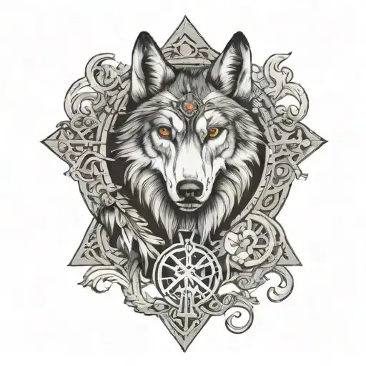 Aham brahmasmi, wolf, Christian cross, worriers, musical elements, truth, dreams  tattoo design idea