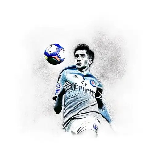 A realistic portrait of a famous player from Club de fútbol Universidad de Chile, capturing their passion and skill on the field tattoo design idea