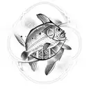 frame with fisch tattoo design idea