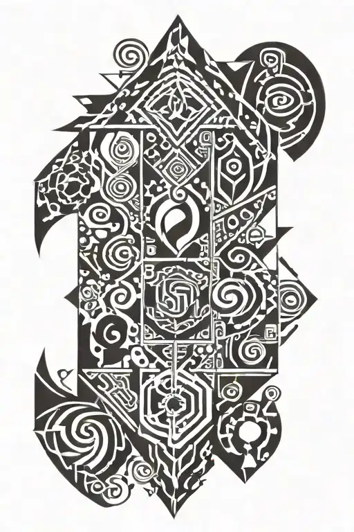 Give me a 2000s style tribal tattoo, a bit Goth, black with lines all connected and angular, just lines, tattoo design idea