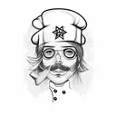 Rockstar chef with knives as instruments tattoo design idea