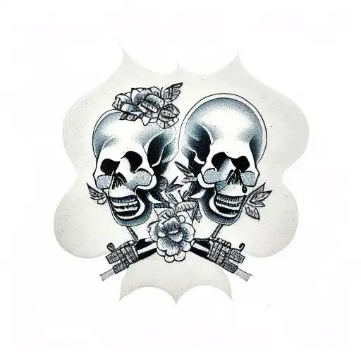 mom and dad skulls tattoo design idea