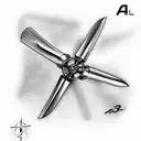 a 3 bladed propeller and one blade is over a scar  tattoo design idea