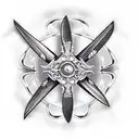 a 3 bladed propeller and one blade is over a scar  tattoo design idea