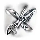 a 3 bladed propeller and one blade is over a scar  tattoo design idea