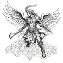 Warrior Angel fighting tattoo design idea
