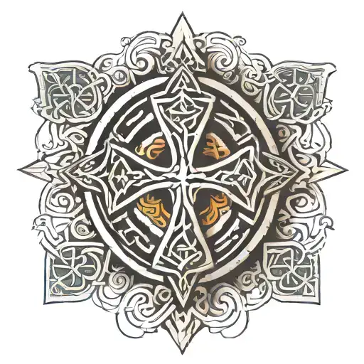 Celtic cross Indian shield cross royalty tattoo design idea