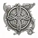 Celtic cross Indian shield vines hanging tattoo design idea