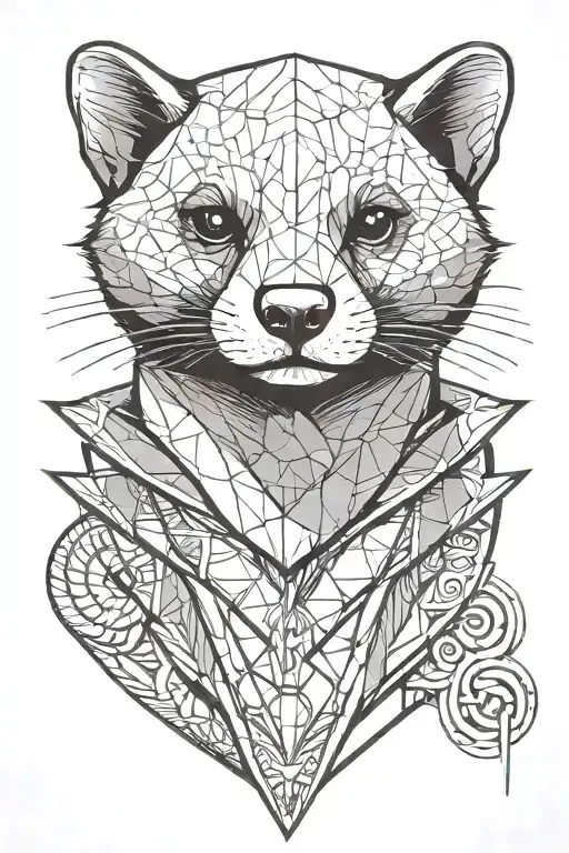a ferret styled as assassin with hidden but visible assassins creed game logo tattoo design idea