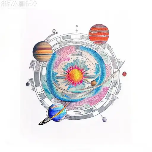 solar system tattoo design idea