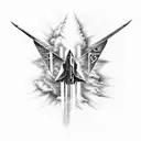 A surreal composition of a fighter jet flying through a psychedelic Pink Floyd album cover tattoo design idea