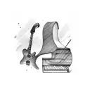 guitar with piano notes tattoo design idea
