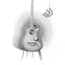 guitar with piano notes tattoo design idea