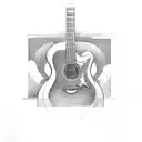 guitar with piano notes tattoo design idea