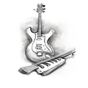 guitar with piano notes tattoo design idea