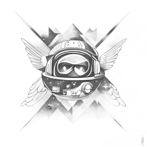 An adventurous journey through space guided by a celestial angel tattoo design idea
