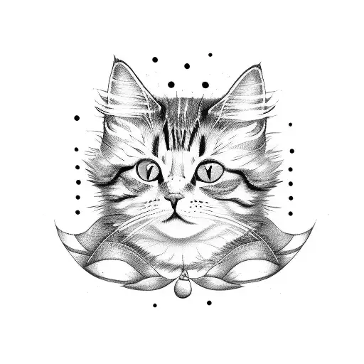 funny cartoon cat cute tattoo design idea