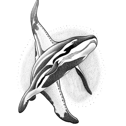 killer whale tribal vertical swimming cute tattoo design idea