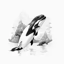killer whale tribal vertical swimming cute tattoo design idea