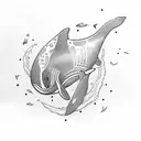 killer whale tribal vertical swimming cute tattoo design idea