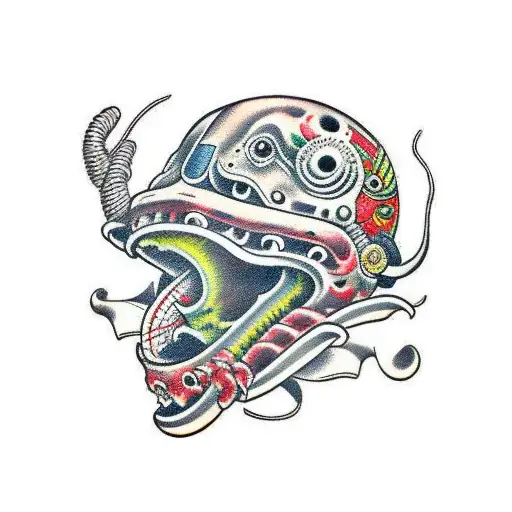 ajolote con casco de tlaloc tattoo design idea