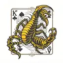 scorpion stylized as a king of spades playing card tattoo design idea