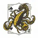 scorpion stylized as a king of spades playing card tattoo design idea