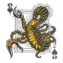 scorpion stylized as a king of spades playing card tattoo design idea