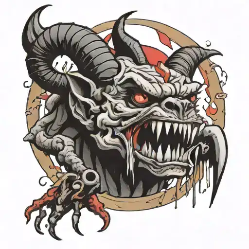 mad dog killer killer demonic satanic tattoo design idea