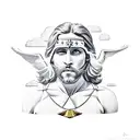 sagittarius man with cloud and doves around . make it tough tattoo design idea