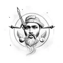 sagittarius man with cloud and doves around . make it tough tattoo design idea