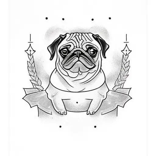 pug com calda de sereia  tattoo design idea