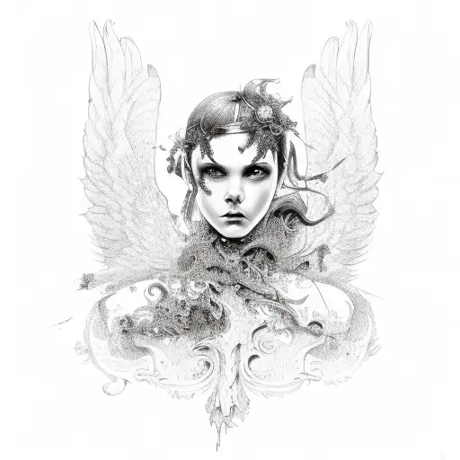 fallen angel tattoo design idea