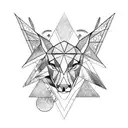 Triangle with a deer's head inside it and an lion's eye above triangle and eagle's wings on two sides of the triangle  tattoo design idea