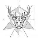 Triangle with a deer's head inside it and an lion's eye above triangle and eagle's wings on two sides of the triangle  tattoo design idea