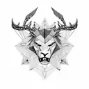 triangle with an eye with deer's head with eagle's wings with lion's teeth tattoo design idea